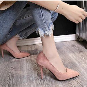 new pointed toe pumps suede shoes
